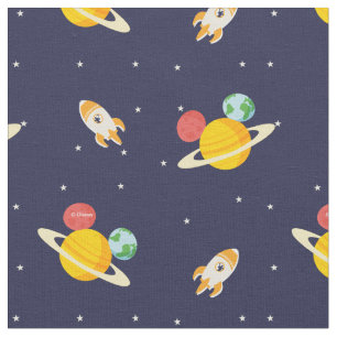 Mickey Mouse Planet Icon Pattern Fabric