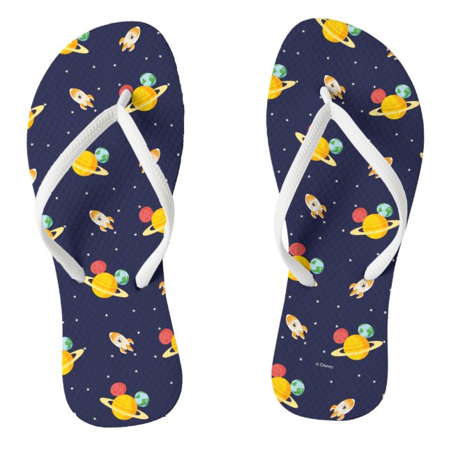 Mickey Mouse Planet Icon Pattern Flip Flops (Footbed)