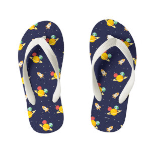 Mickey Mouse Planet Icon Pattern Kid's Flip Flops
