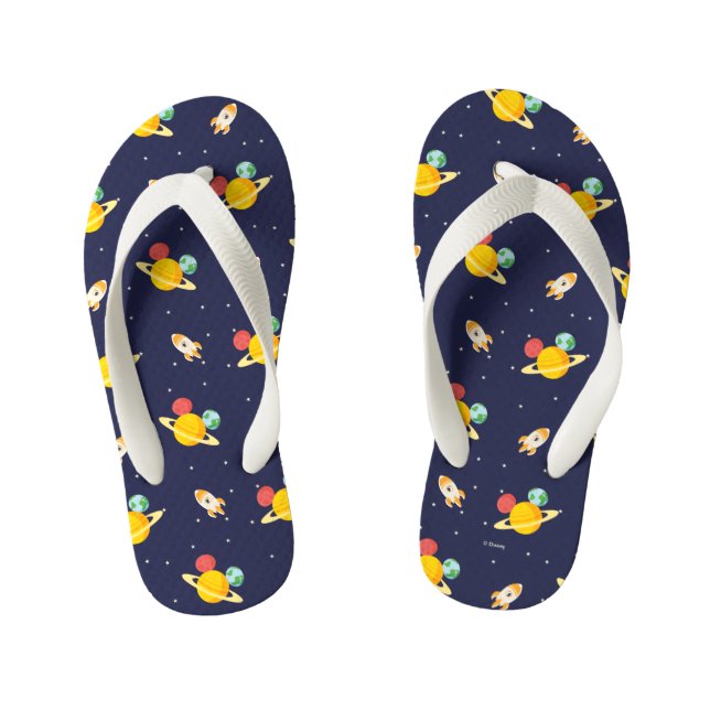 Mickey Mouse Planet Icon Pattern Kid's Flip Flops (Footbed)