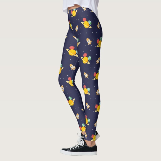 Mickey Mouse Planet Icon Pattern Leggings (Left)