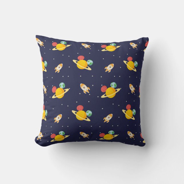 Mickey Mouse Planet Icon Pattern Throw Pillow (Front)