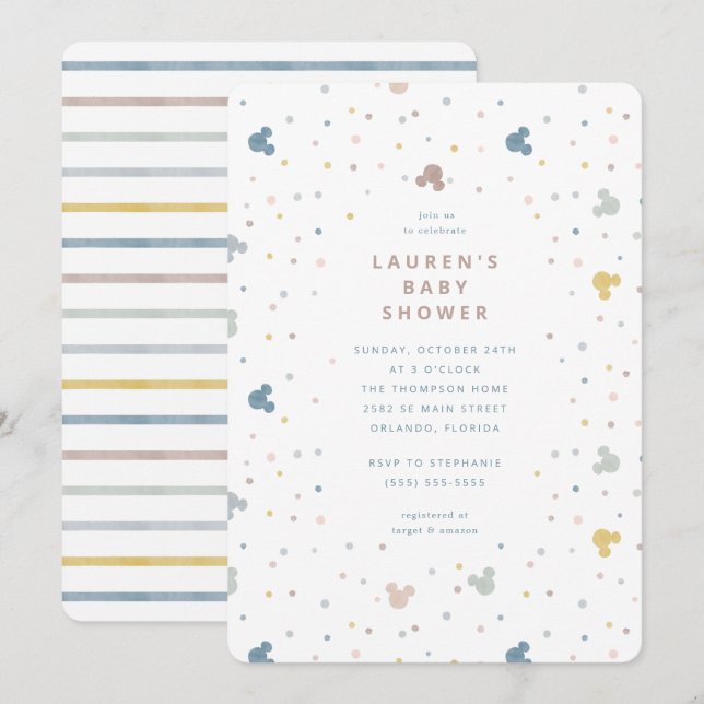 Mickey Mouse Polka Dot Baby Shower Invitation (Front/Back)