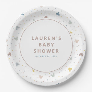Mickey Mouse Polka Dot Baby Shower Paper Plate