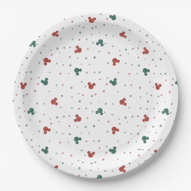 Mickey Mouse Polka Dot Christmas Paper Plate (Front)