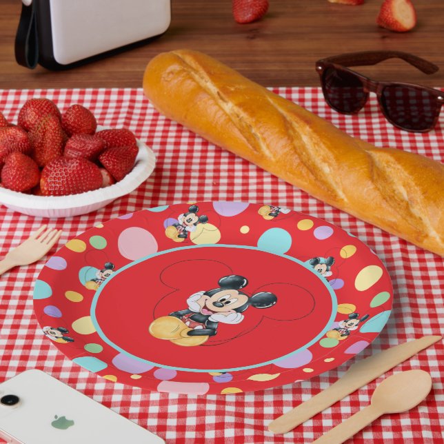 Mickey Mouse Polka Dot  red Baby Shower Paper Plate (Picnic)