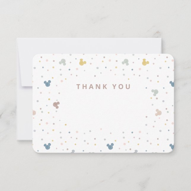 Mickey Mouse Polka Dot Watercolor Thank You Card (Front)