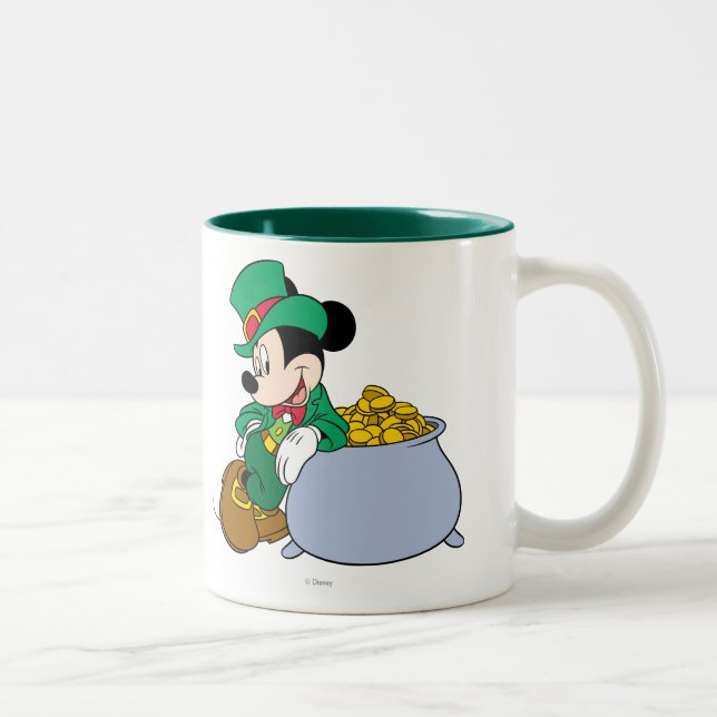 Mickey Mouse Pot of Gold | St. Patrick's Day Two-Tone Coffee Mug (Right)
