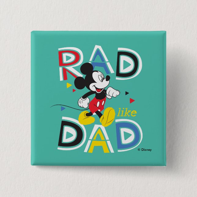 Mickey Mouse | Rad Like Dad 2 Inch Square Button (Front)