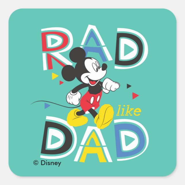 Mickey Mouse | Rad Like Dad Square Sticker (Front)