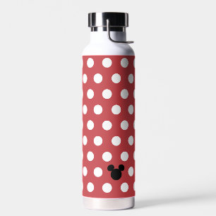 Mickey Mouse Red and White Polka Dot Pattern Water Bottle