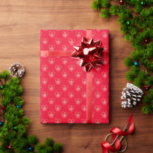 Mickey Mouse Red Holiday Snowflake Pattern Wrapping Paper