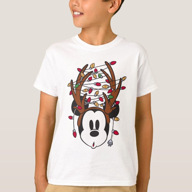 Mickey Mouse | Reindeer Antlers & Lights T-Shirt (Front)