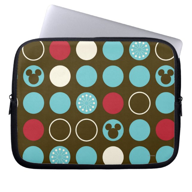 Mickey Mouse | Retro Polka Dot Pattern Laptop Sleeve (Front)