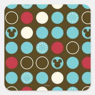 Mickey Mouse   Retro Polka Dot Pattern Square Sticker
