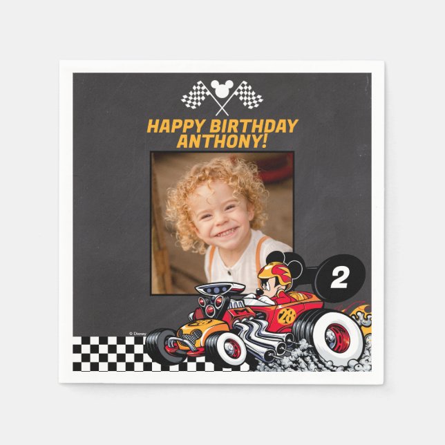 Mickey Mouse Roadster Racers Birthday Napkin (Front)