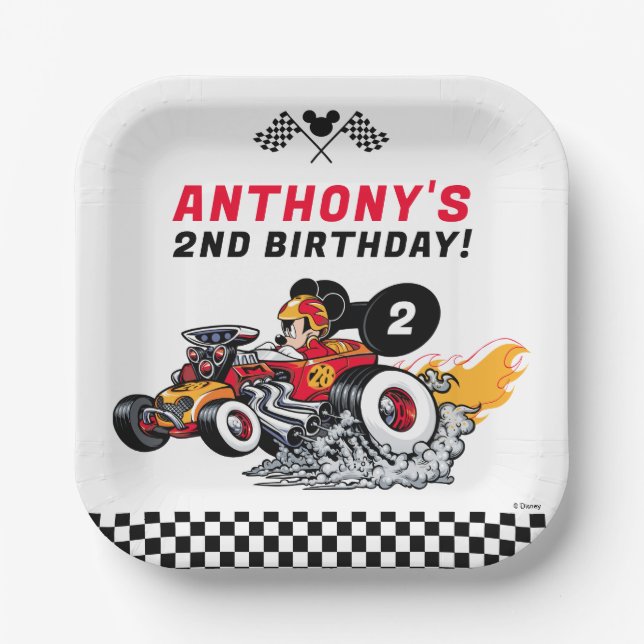 Mickey Mouse Roadster Racers Birthday Paper Plate (Front)