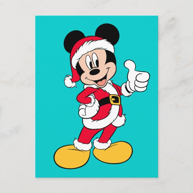 Mickey Mouse | Santa Claus Outfit Holiday Postcard (Front)
