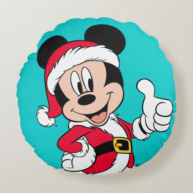 Mickey Mouse | Santa Claus Outfit Round Pillow (Front)