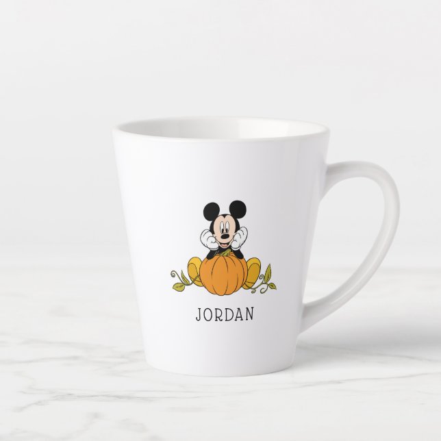Mickey Mouse Sitting on Pumpkin Latte Mug (Right)