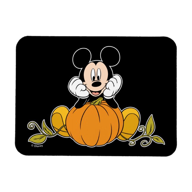 Mickey Mouse Sitting on Pumpkin Magnet (Horizontal)