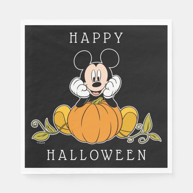 Mickey Mouse Sitting on Pumpkin Napkin (Front)