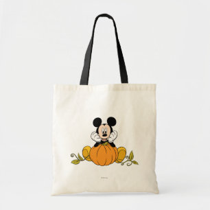 Mickey Mouse Sitting on Pumpkin Tote Bag
