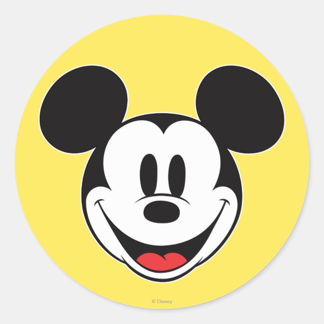 Mickey Mouse Smiling Classic Round Sticker (Front)