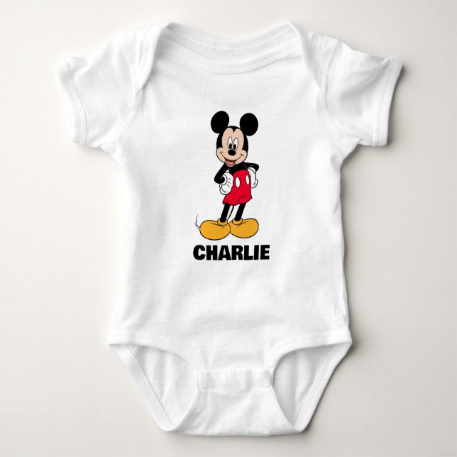 Mickey Mouse Smiling Pose Baby Bodysuit (Front)