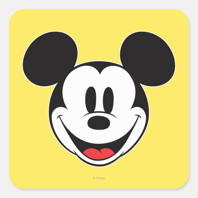 Mickey Mouse Smiling Square Sticker (Front)