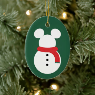 Mickey Mouse Snowman Ceramic Ornament