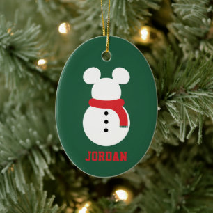 Mickey Mouse Snowman Ceramic Ornament
