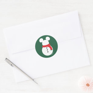 Mickey Mouse Snowman Classic Round Sticker