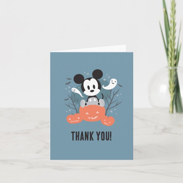 Mickey Mouse | Spooky Halloween Birthday Thank You Card (Front)