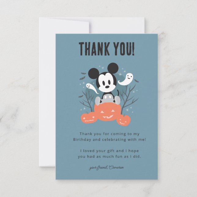 Mickey Mouse | Spooky Halloween Birthday Thank You Card (Front)