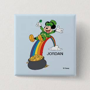 Mickey Mouse   St. Patrick's Day - Pot of Gold 2 Inch Square Button