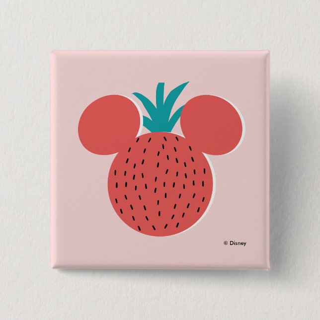 Mickey Mouse Strawberry Icon 2 Inch Square Button (Front)