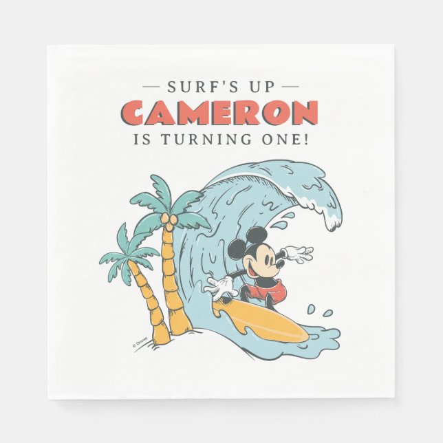 Mickey Mouse Surf's Up Summer Birthday Napkin (Front)