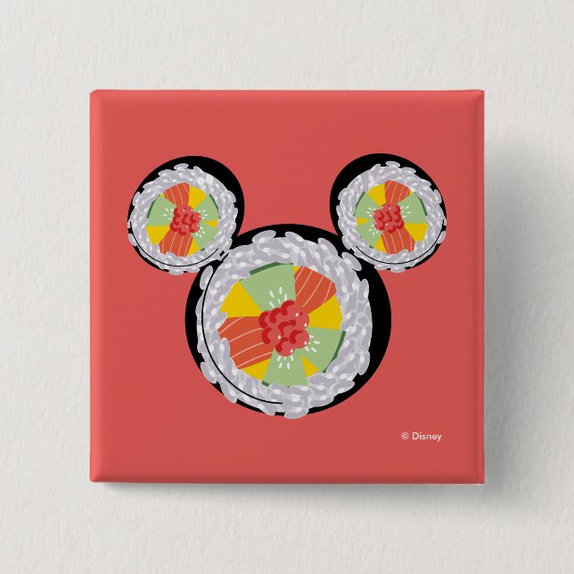 Mickey Mouse Sushi Icon 2 Inch Square Button (Front)