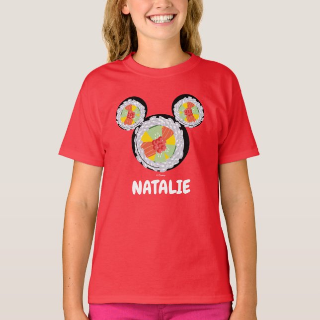 Mickey Mouse Sushi Icon | Name T-Shirt (Front)