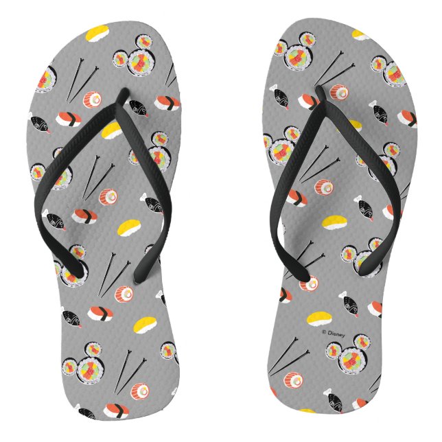 Mickey Mouse Sushi Icon Pattern Flip Flops (Footbed)