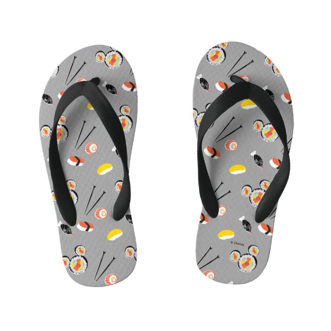 Mickey Mouse Sushi Icon Pattern Kid's Flip Flops (Footbed)