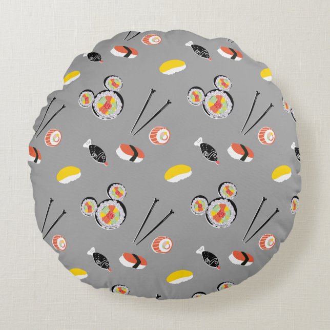 Mickey Mouse Sushi Icon Pattern Round Pillow (Front)