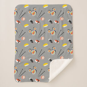 Mickey Mouse Sushi Icon Pattern Sherpa Blanket