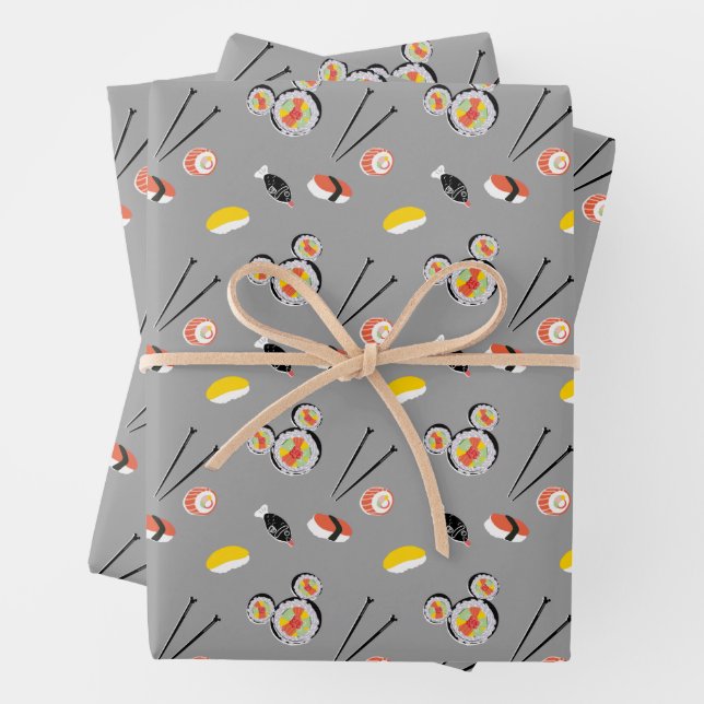 Mickey Mouse Sushi Icon Pattern Wrapping Paper Sheet (In situ)