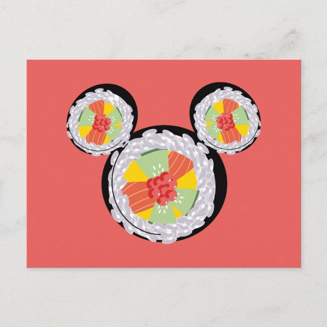 Mickey Mouse Sushi Icon Postcard (Front)