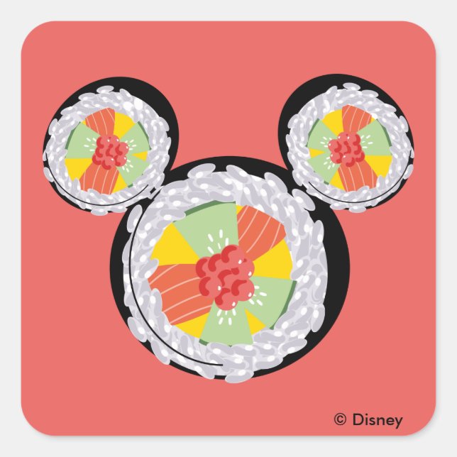 Mickey Mouse Sushi Icon Square Sticker (Front)
