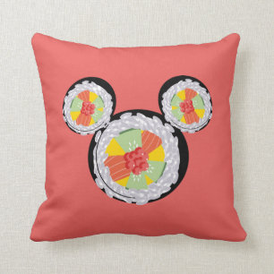 Mickey Mouse Sushi Icon Throw Pillow