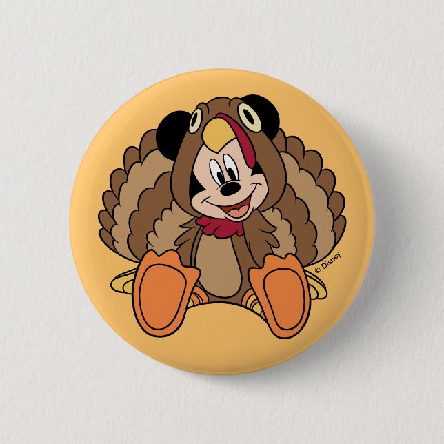 Mickey Mouse Thanksgiving Turkey 2 Inch Round Button (Front)