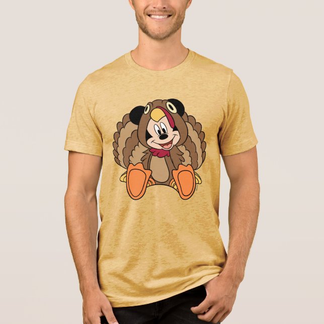 Mickey Mouse Thanksgiving Turkey Tri-Blend Shirt (Front)